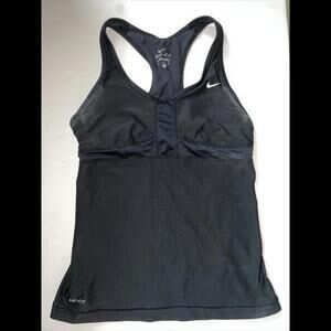 2 Nike Dri-Fit Women's Logo Racerback Tank S Black Build‎ In Bra